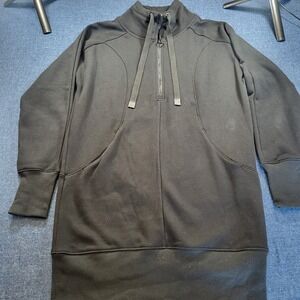 Athleta Cosy Karma Black Fleece Lined Quarter Zip Pullover Dress Thumbholes XS